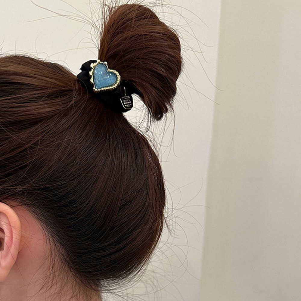 4 Pcs Beaded Hair Ties Rhinestone Ponytail Holder Pearls Hair Accessories for Women image number 2