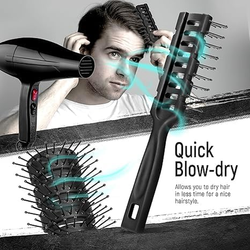 2 Pcs Professional Anti-Static Styling Massage Hairbrush for Men & Women, Great Styling & Blow Drying Brush for Slicked-Back, Portable Hair Detangling Comb, Vented Hair Brushes for Wet & Dry Hair (2) image number 4