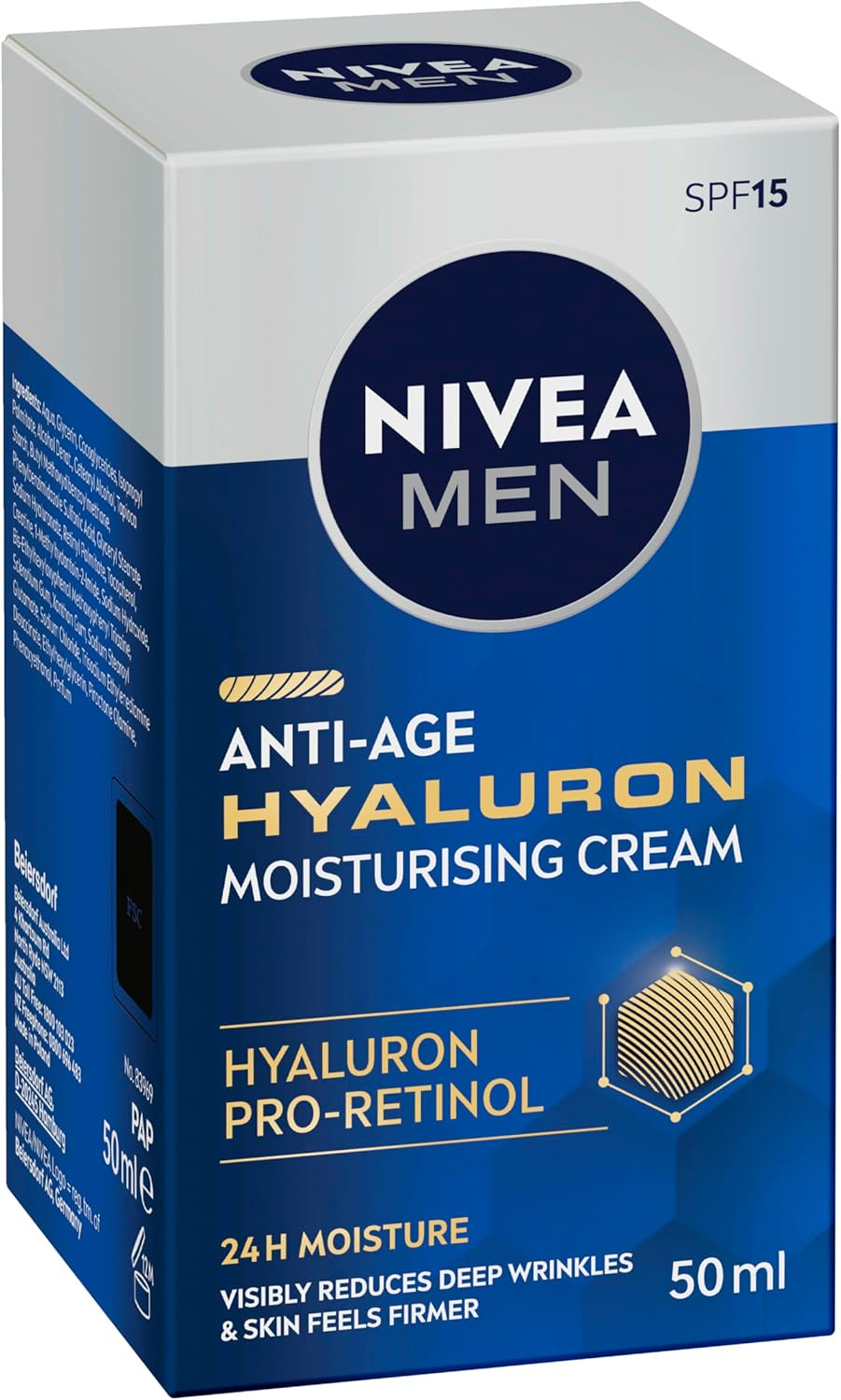 NIVEA MEN Anti-Age Moisturising Face Cream 50Ml | with Hyaluronic Acid | SPF 15 Protection | Anti-Aging Moisturiser | Reduce Deep Wrinkles | Absorbs Quickly | Firmer Skin image number 2