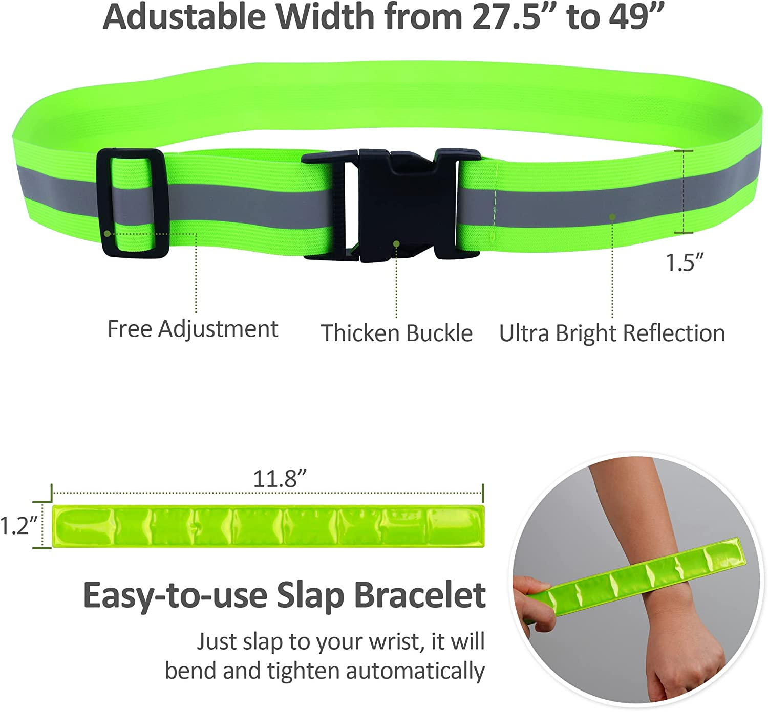 Vanmor High Visibility Reflective Bands for Wrist, Arm, Ankle, Leg. Reflective Running Gear for Men and Women, Safety Reflective Straps Bracelets for Night Running, Cycling, Walking image number 1