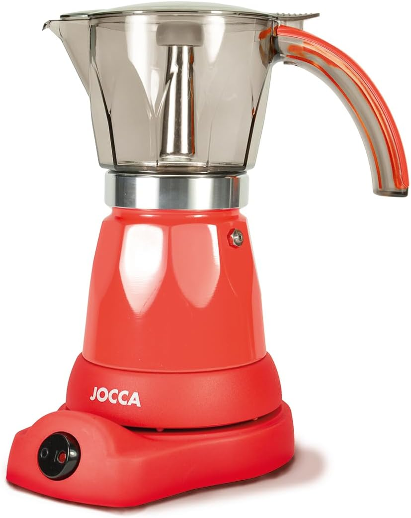 Jocca Electric Italian Coffee Machine Nature, 6 Cups Mocha Cooker, 300 Ml, Rotating Base, Cold Touch Handle, Keep Warm Function, White