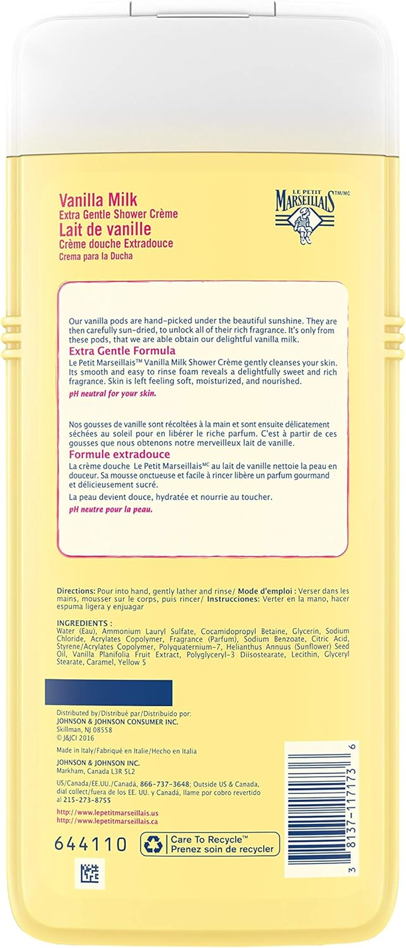 Le Petit Marseillais Extra Gentle Shower Cream, Vanilla Milk, 22 Fluid Ounce