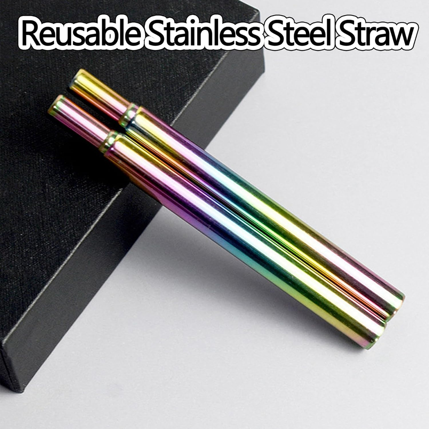 WADY Reusable Stainless Steel Straw,Collapsible Stainless Steel Drinking Straw Telescopic Straw (With Keychain Case & Cleaning Brush) for Smoothie, Milkshake, Cocktail and Hot Drinks (Rose Gold+Blue) image number 1