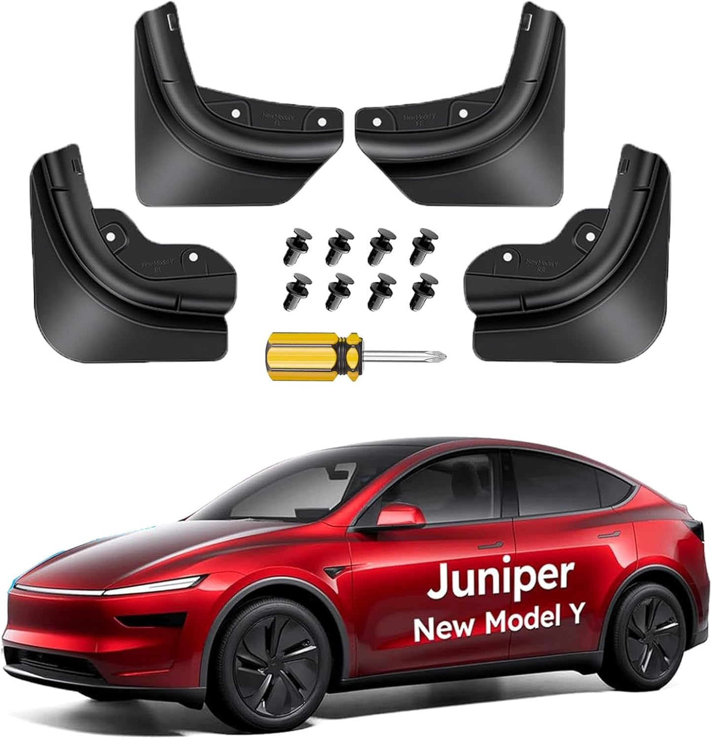 Dsocool 2025 New Tesla Model Y Juniper Accessories Mud Flaps [Stay Clean, Protect Paint] All Weather Guards, No Drilling Required, for Tesla New Model Y 2025 2026 Launch, Thicker Version (Set of 4) image number 3