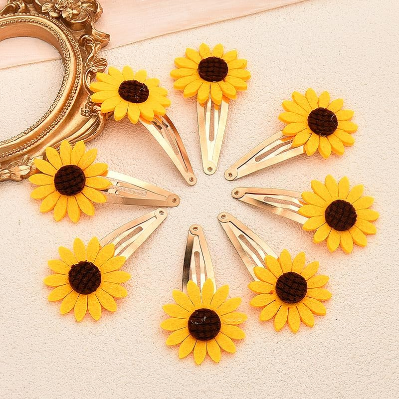 Sunflower Hair Clip - Small Snap Hair Clips for Women & Girls - 8Pcs Daisy Flower Hair Clips & Barrettes image number 4