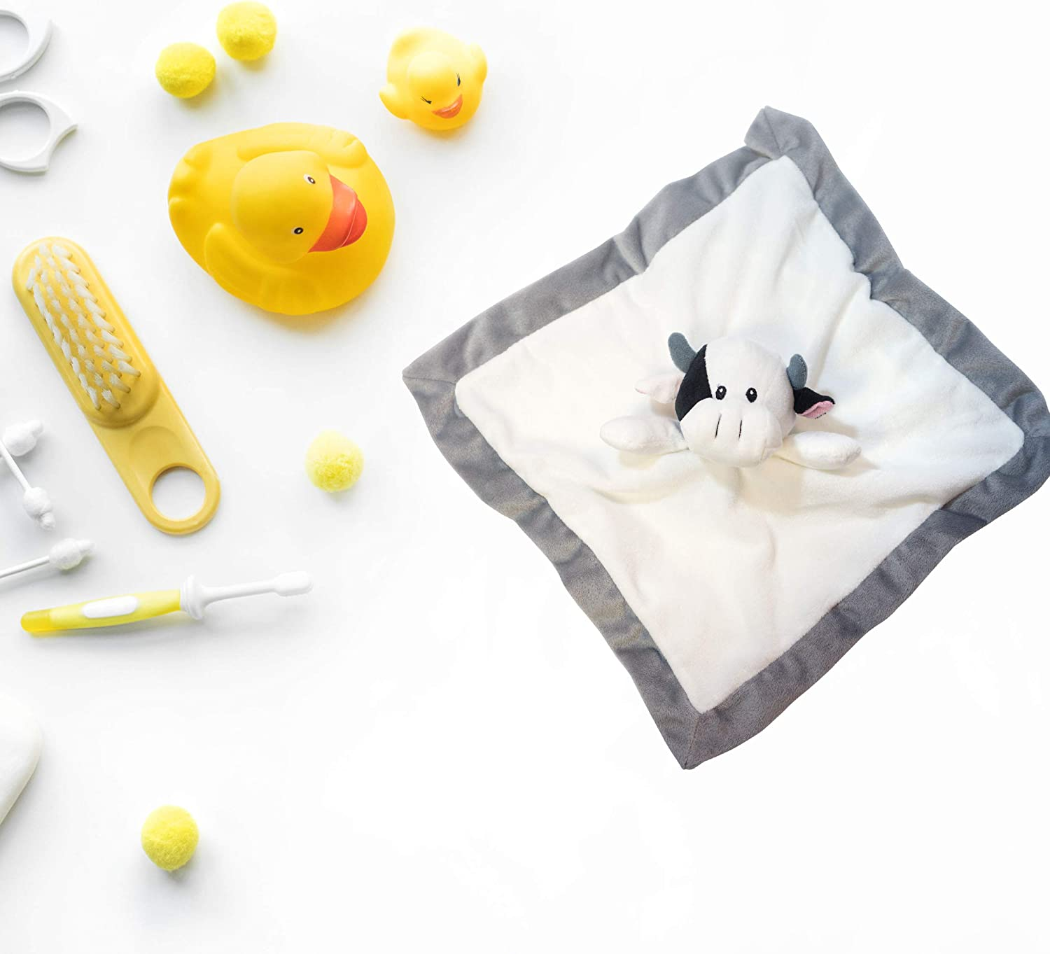 Lovey Security Blanket 12 Inch Square Stuffed Animal Baby Blankie for Girls or Boys (Cow) By image number 2