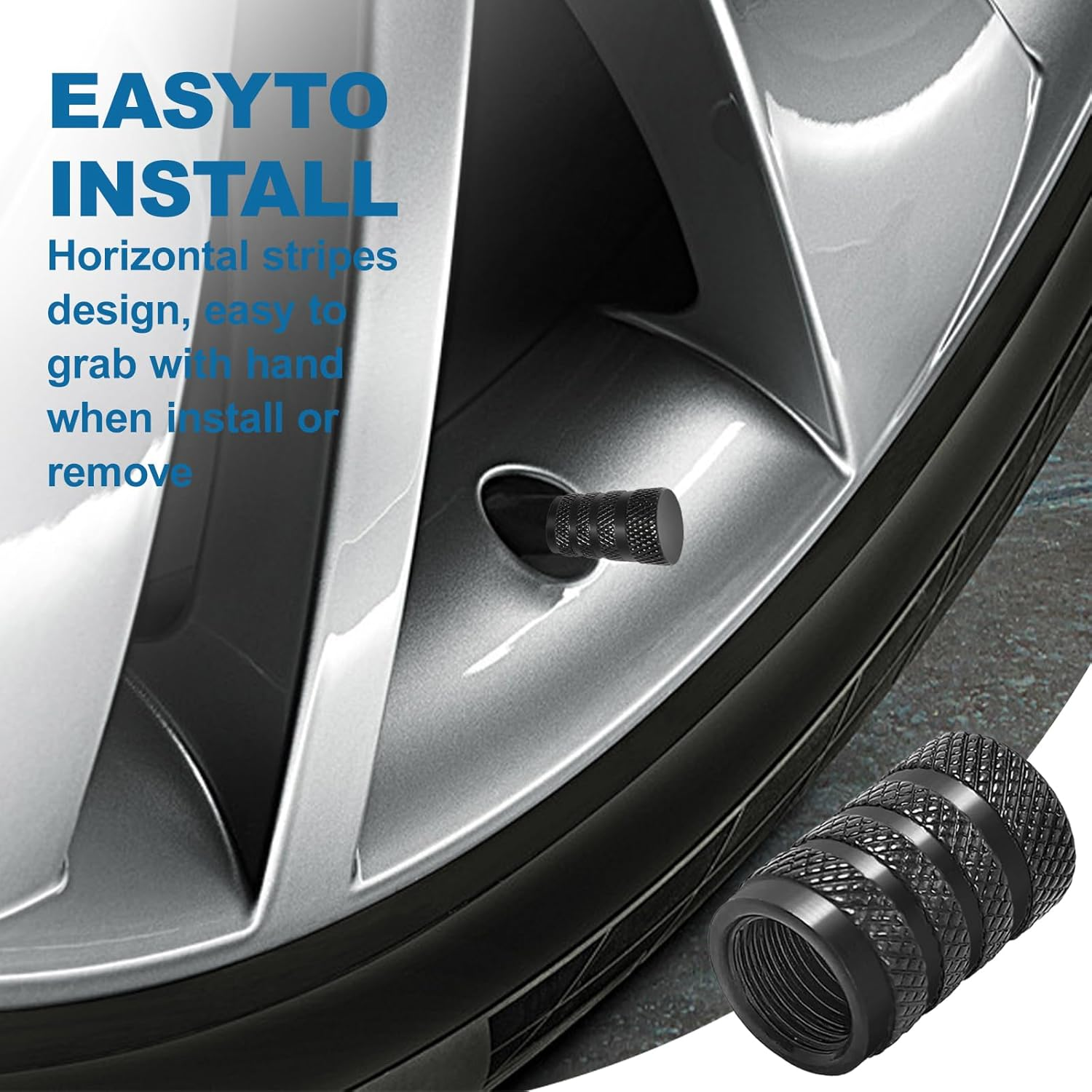 8 Pcs Tyre Valve Caps,Black Dust Caps for Car Tyres Tire Valve Stem Caps,Durable Universal Aluminum Tyre Dust Caps Stem Cover for Cars, Bike and Bicycle, Trucks, Motorcycles