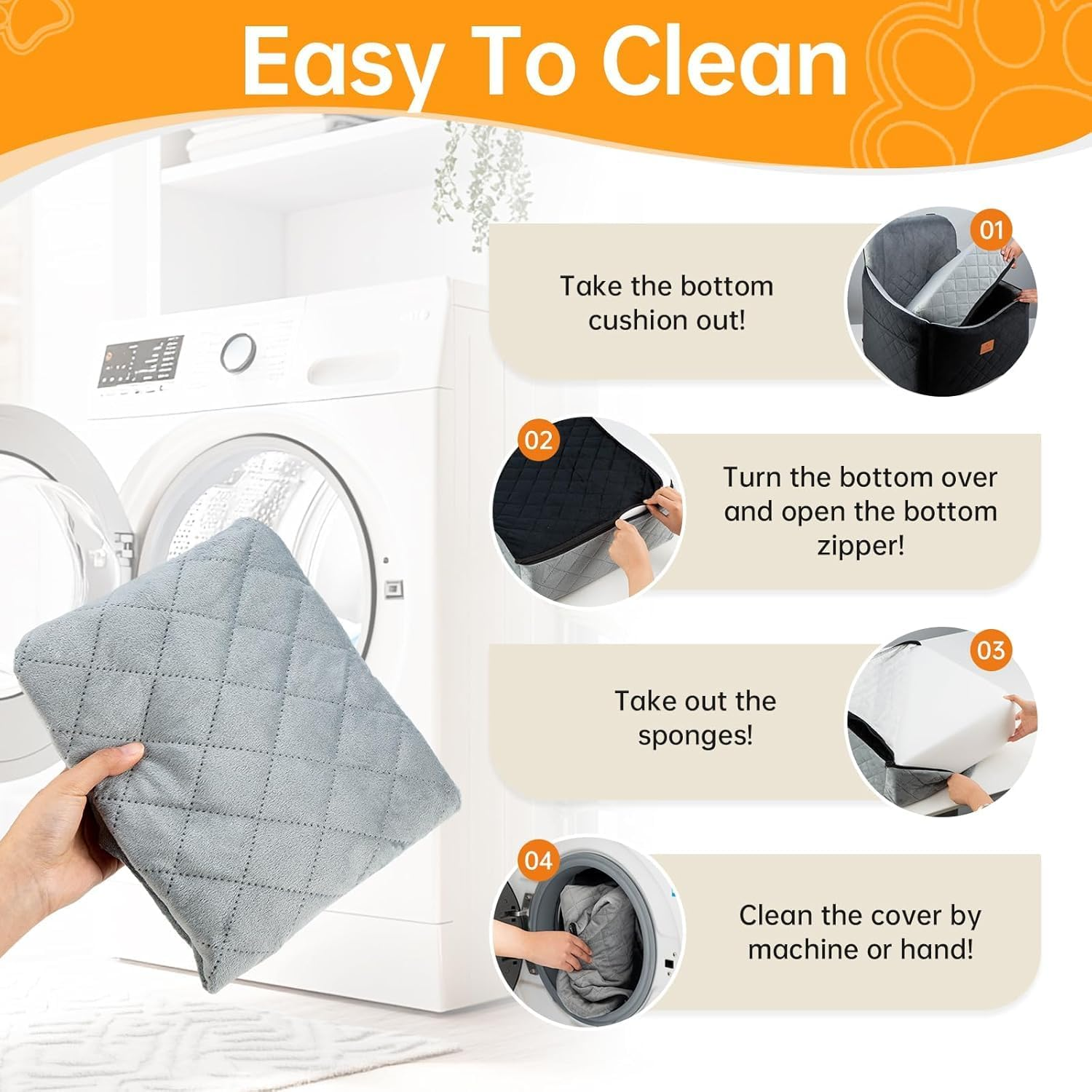 Dog Car Seats for Small/Medium Dogs, Memory Foam Dog Booster Seat for Small Dogs up to 35 Lbs, Travel Pet Car Seat with Washable Detachable Cover, Storage Pockets, 2 Safety Belts (Black+Gray)