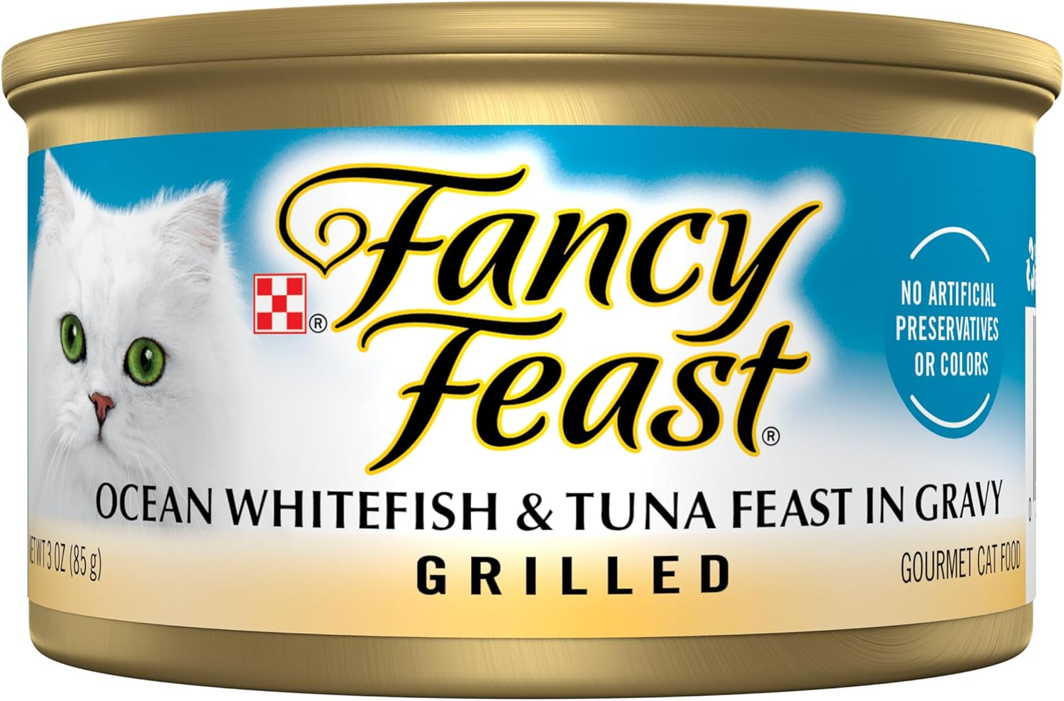 FANCY FEAST Adult Grilled Ocean Whitefish and Tuna in Gravy Wet Cat Food 24X85G image number 1
