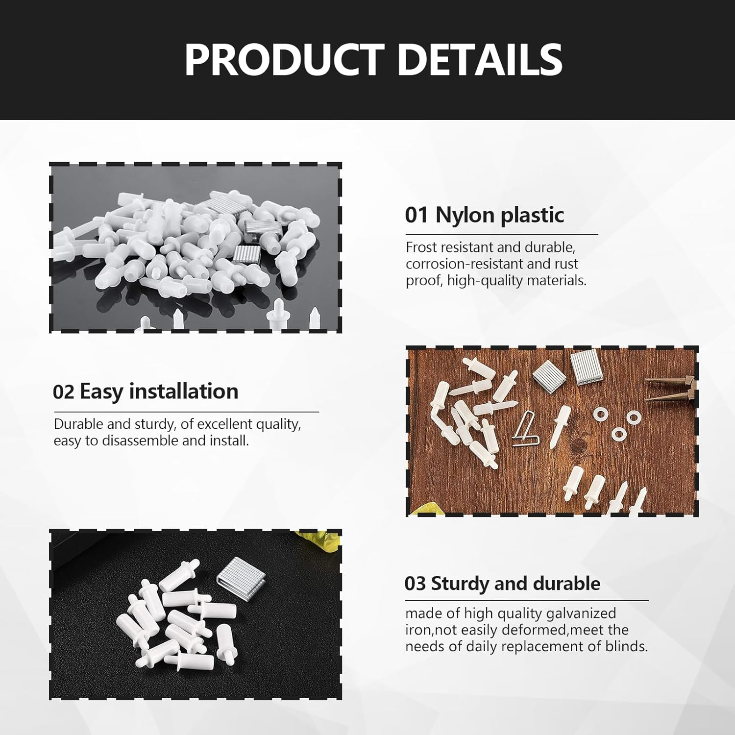 125 Pcs Plantation Shutter Pins Kit with 15 Pcs Springs, Spring Loaded Plantation Shutter Parts, Louvers Repair Pins Easy to Replacement, Louver Movable Blade Repair Parts, Windows Tools Supplies image number 5