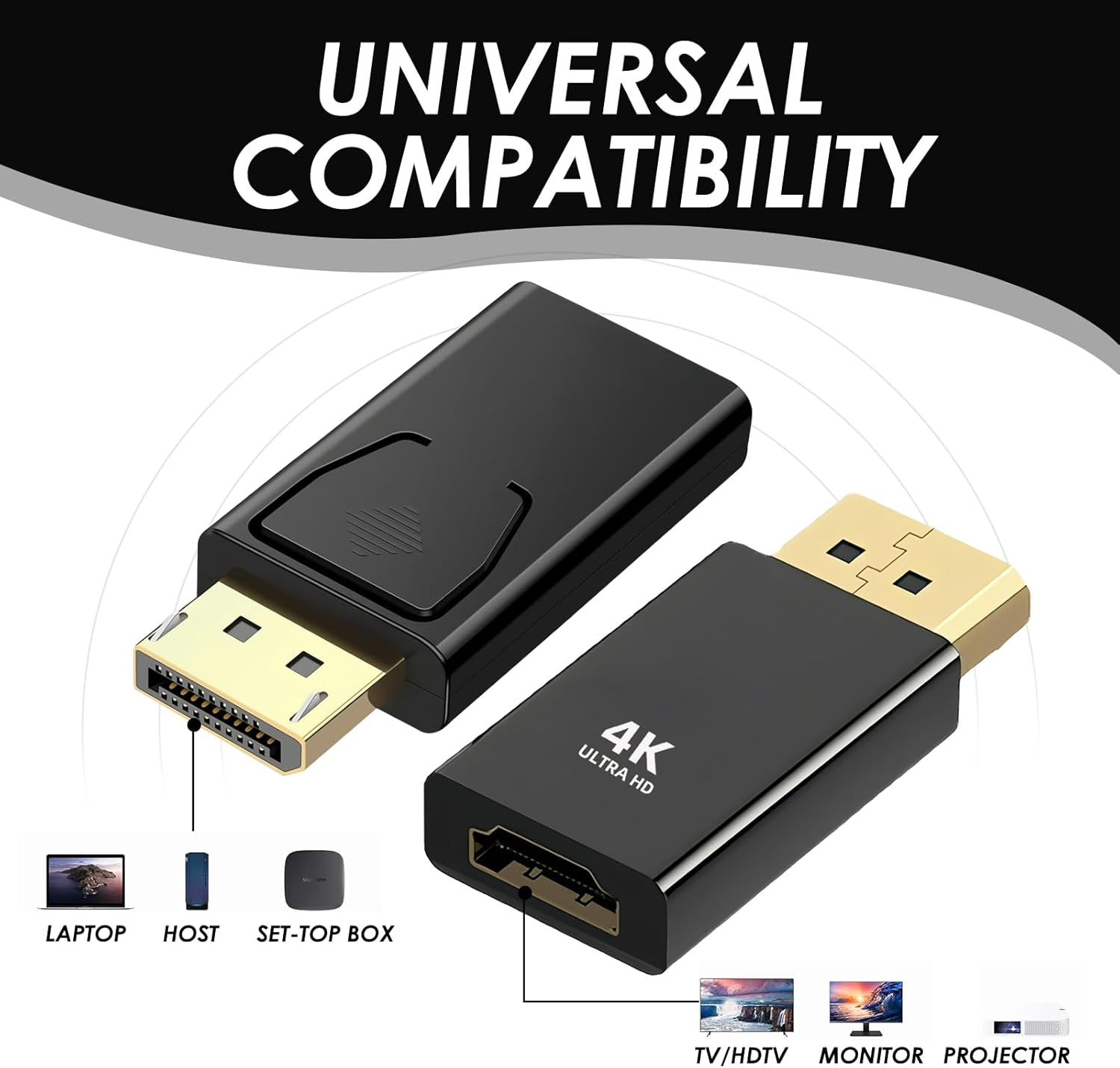 2 Pack Displayport to HDMI Adapter, 4K DP to HDMI Converter Displayport 1.4V Nickel Plated, DP Male to HDMI Female for Desktop, Laptop, Projector, HDTV