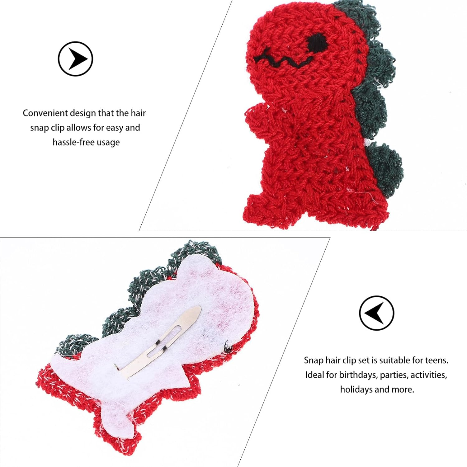 Ipetboom Cute Dinosaur Hair Clips, Pack of 10 Cute Animal Hair Clip, Crochet Snap, Hair Clips, Hair Pin, Dinosaur Hair Accessories, Gift for Girls Hair Decorations image number 4