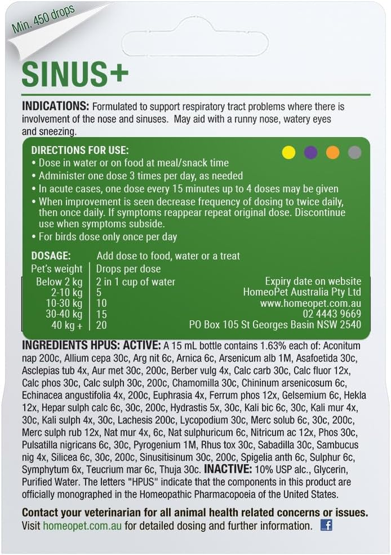 Homeopet Australia Sinus+ (Nose Relief in the USA) image number 1