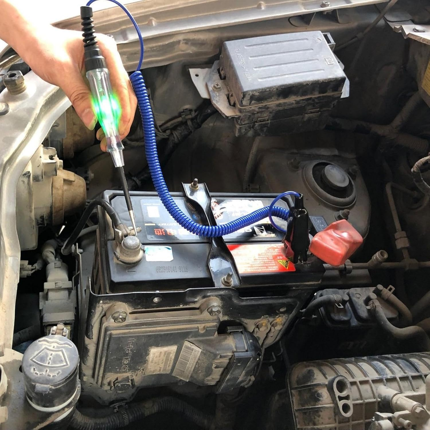 Car Fuse Tester - Voltage Test Light 6-24V Circuit Tester - Electric Tool with Extended Spring Wire Probe Fuse Pen for Car image number 5