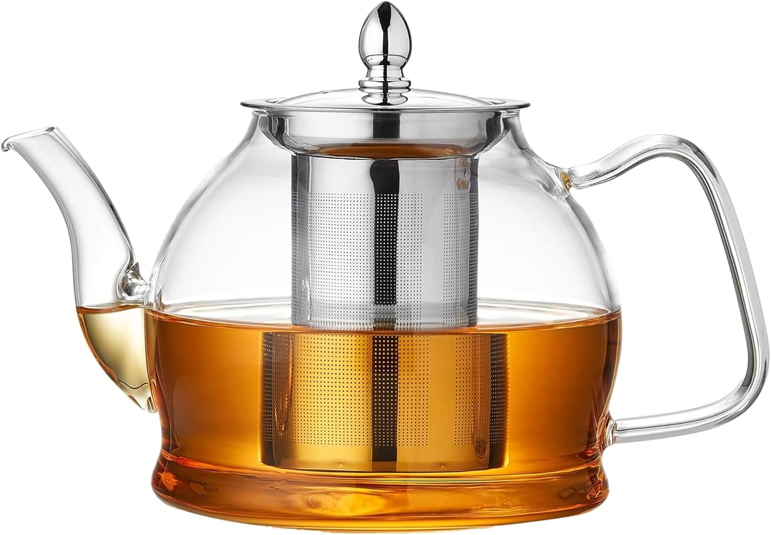 1200Ml Glass Teapot Stovetop,Clear Glass Tea Pot Stovetop Safe with Removable Infuser for Teapot Blooming and Loose Leaf Maker Tea Brewer Camping, Travel (Clear) image number 5