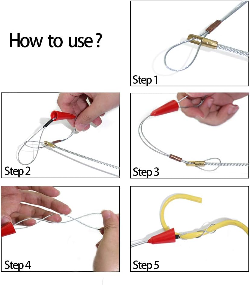 Boeray 11' Fiberglass Running Electrical Wire Cable Pulling Fish Tape Kit with 5 Different Attachments in a Carrying Case - 33Ft image number 6
