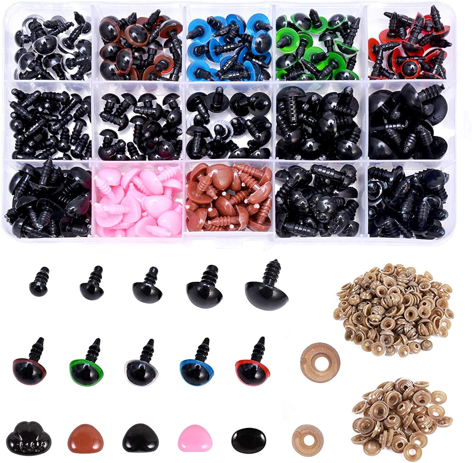 Plastic Safety Eyes and Noses with Washers 560 Pcs, Craft Doll Eyes and Teddy Bear Nose for Amigurumi, Crafts, Crochet Toy and Stuffed Animals image number 2