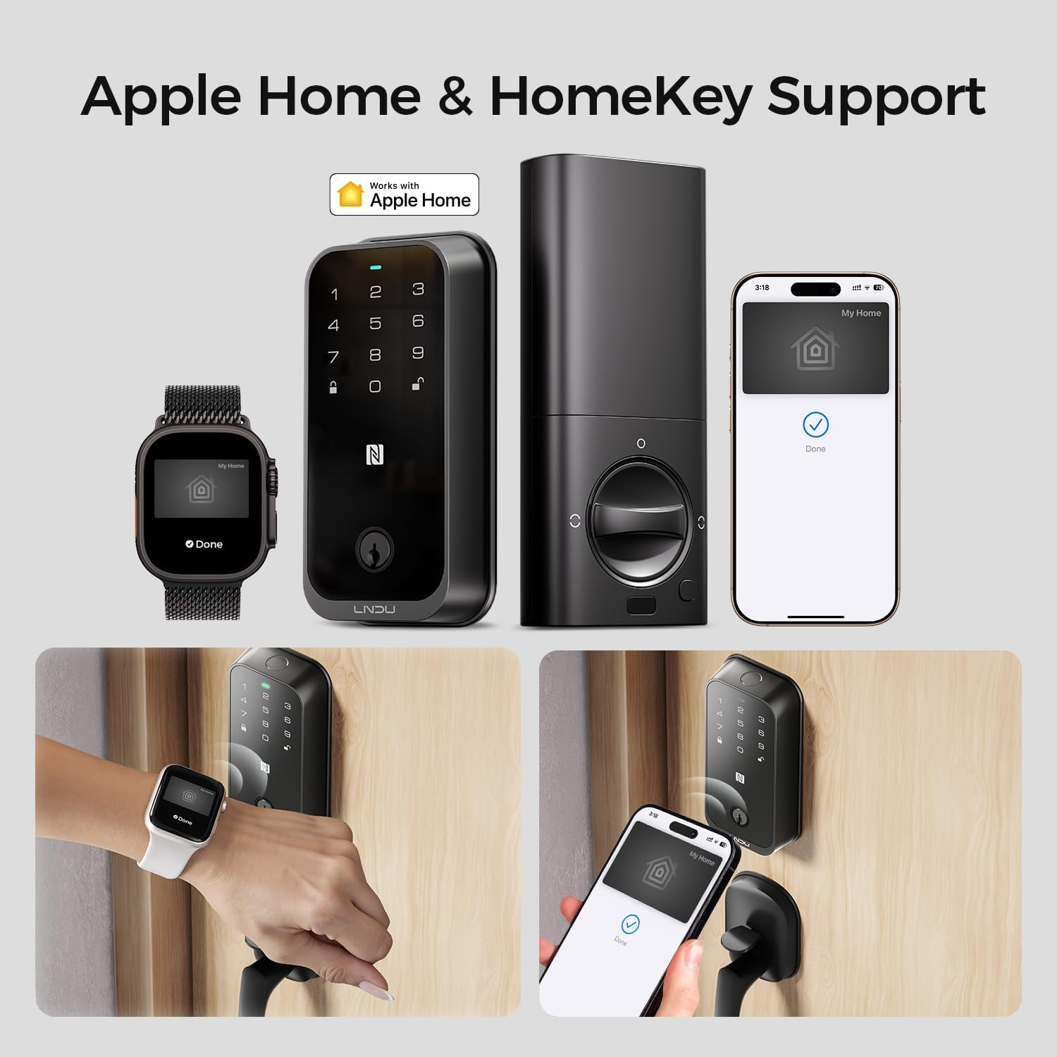 Connect Smarthome Smart Deadbolt Lock with Home Support &ndash; Fingerprint & Siri Control, Apple Home Key Access via Iphone or Apple Watch, DIY Install for Australian Doors image number 4