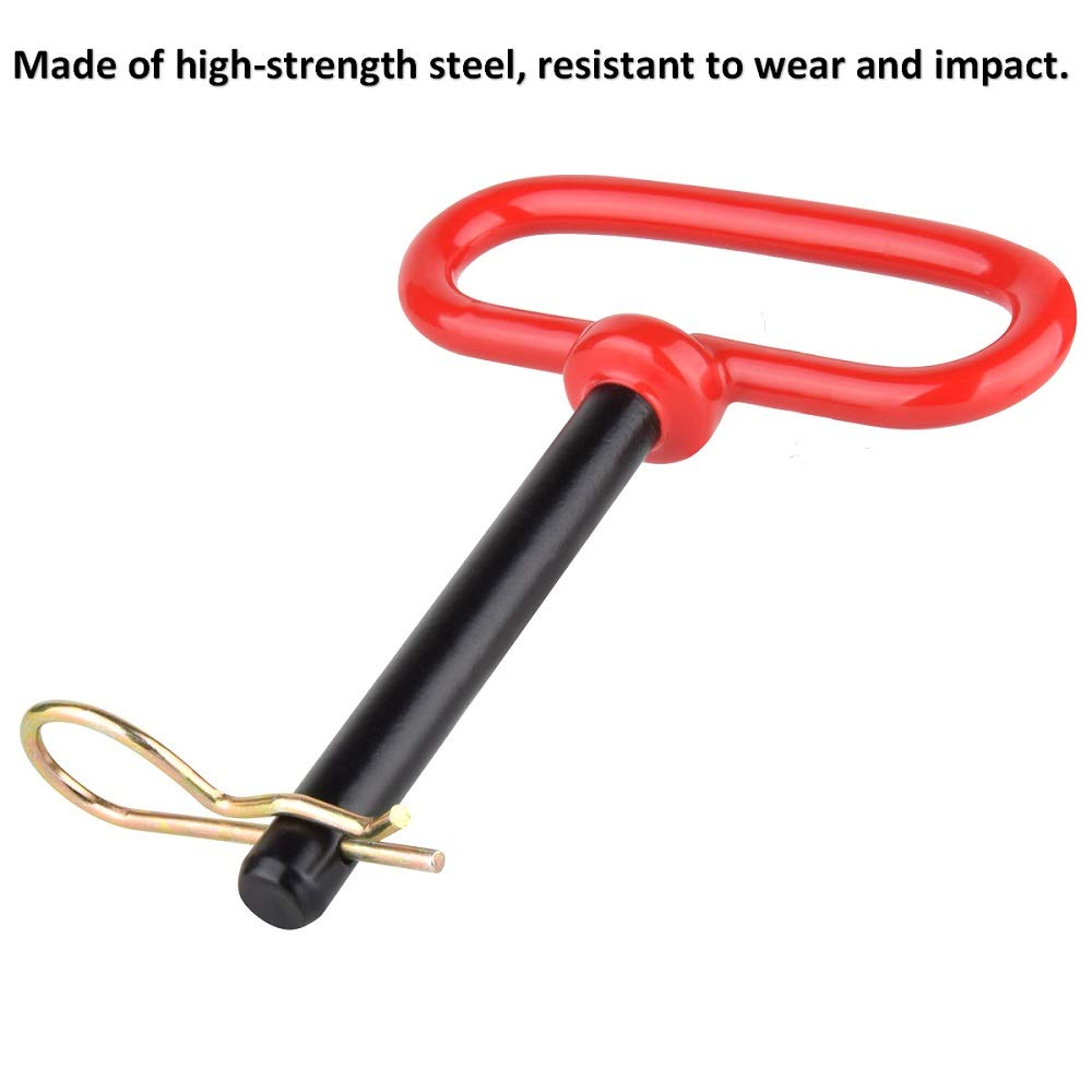 2 Pcs 3/8 Inch Red Handle Hitch Pin Accessories for Tractors,Clevis Pin 3/8 X 4 Inch image number 2