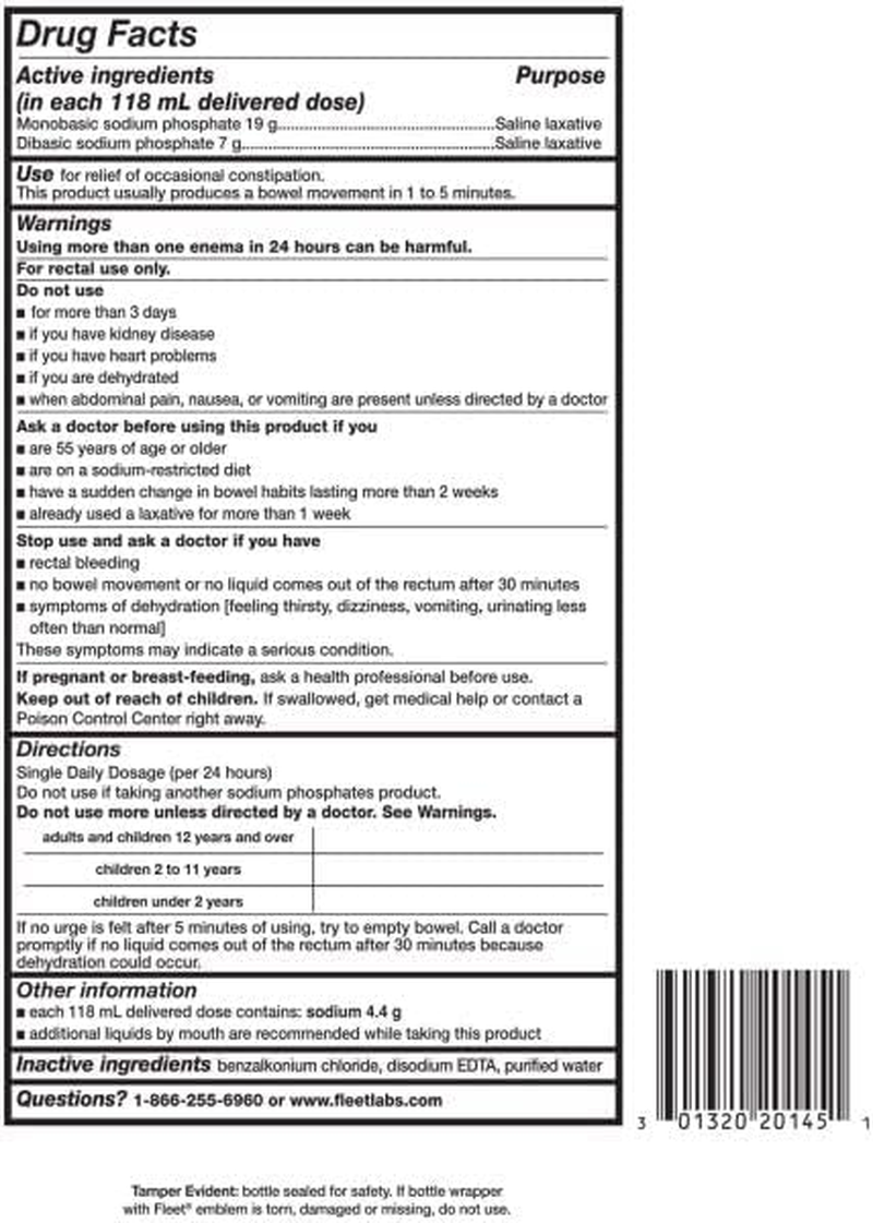 Fleet Enema Saline Ready to Use - 4.5 Oz (6 Pack) image number 2