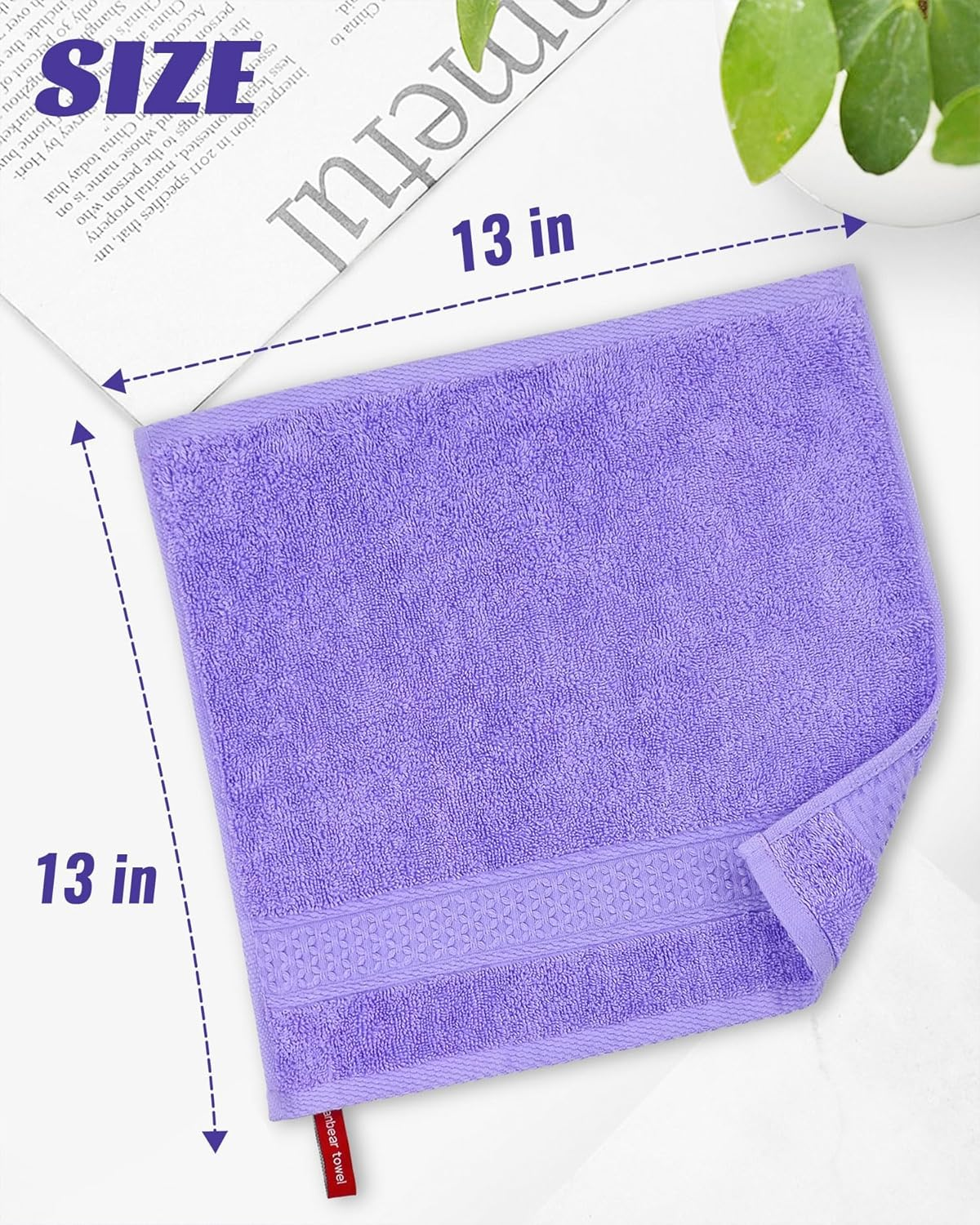 Cleanbear Wash Cloths Cotton Facecloths Large Face Cloths 6-Pack with Vivid Color Ultra-Soft Washcloths for Bathroom or Guestroom Fade-Resistant Face Towels 13 by 13 Inches Highly Absorbent (Lavender) image number 2