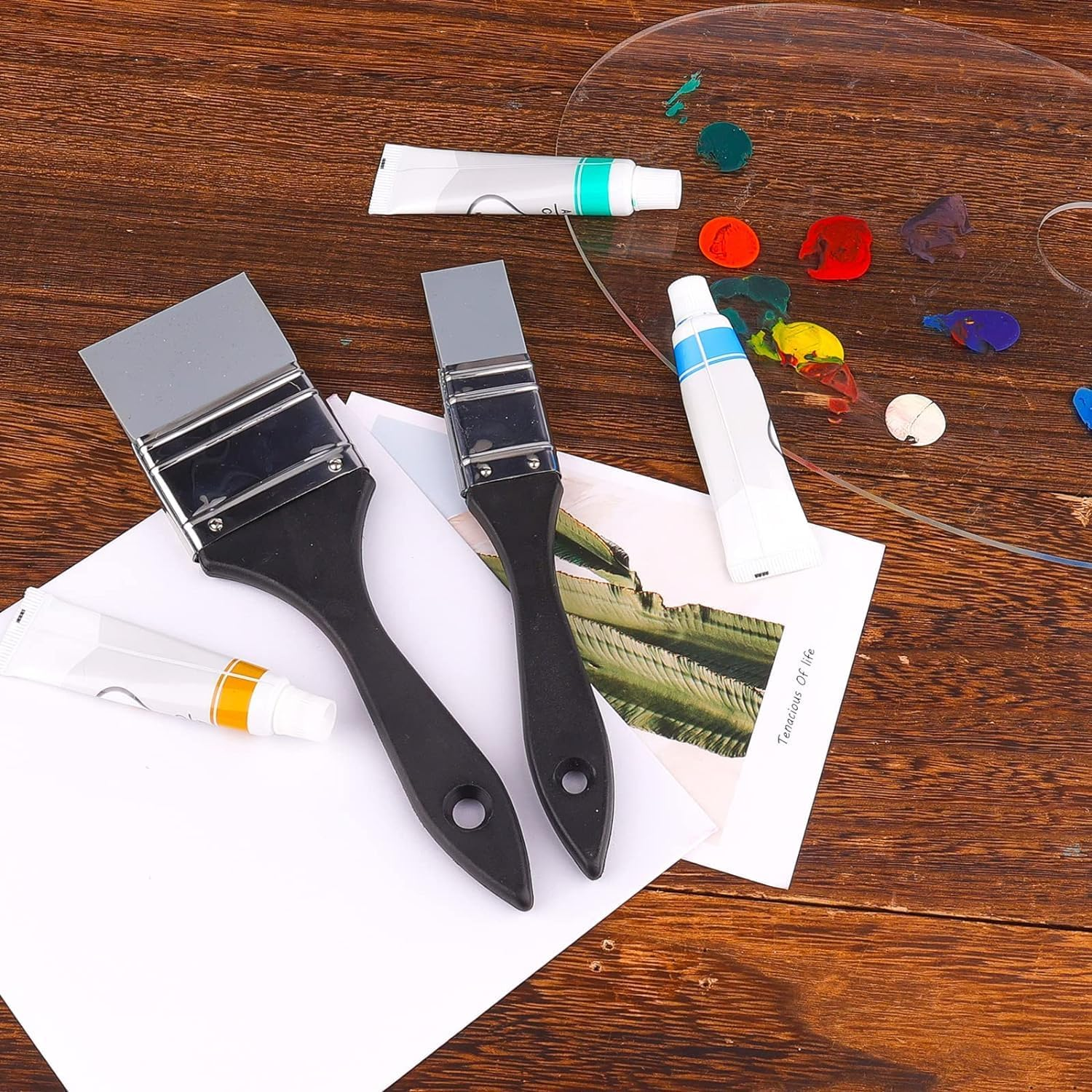 Silicone Paint Brushes, 2-Piece Set, Flat Flexible Brushes for Acrylic and Watercolour Painting image number 1