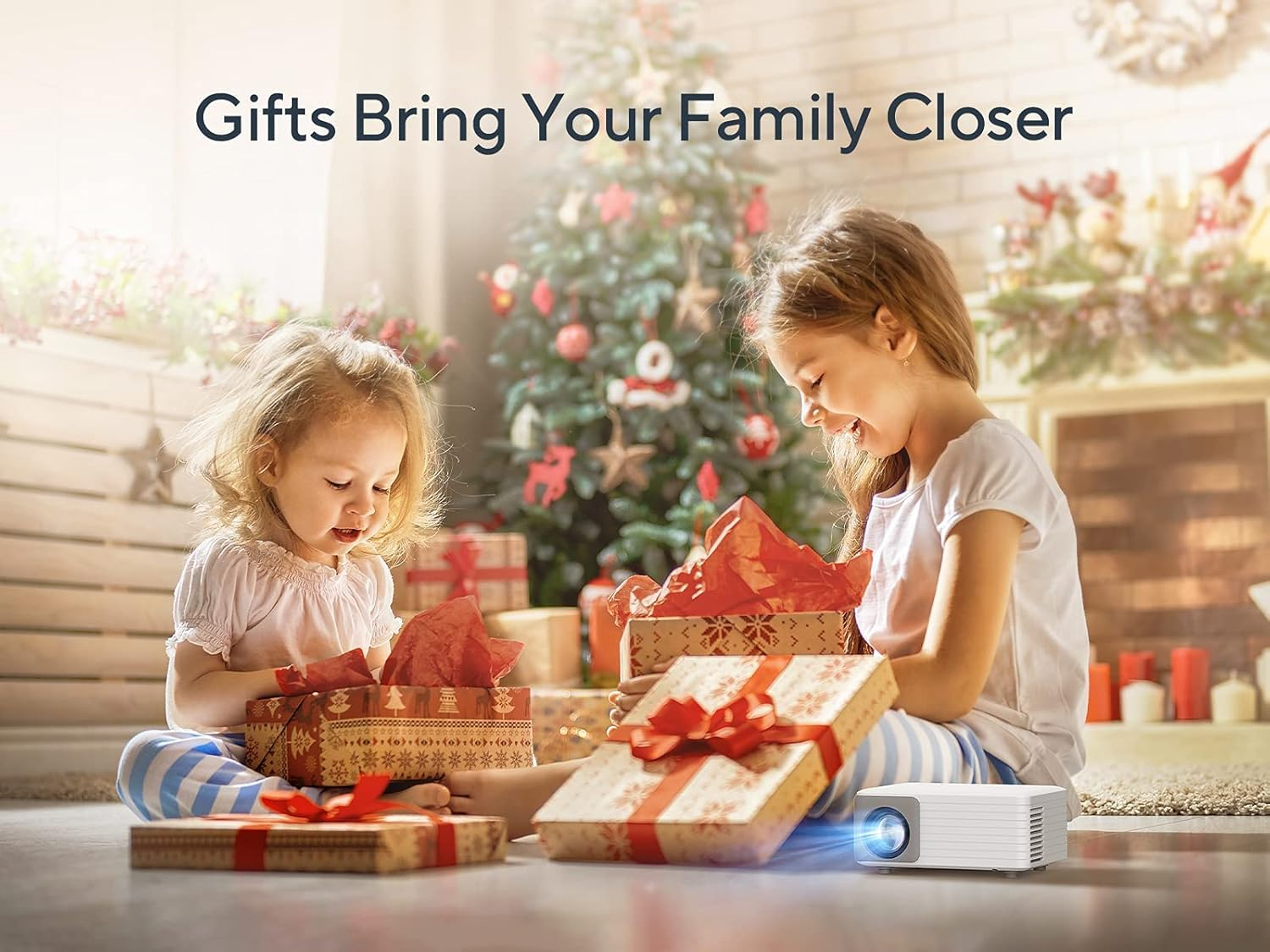 Mini Projector, 1080P Full HD Supported Portable Projector, 4000 Lumens, Movie Projector Compatible with Smartphone, Tablet, TV Stick, Laptop, HDMI, USB image number 1