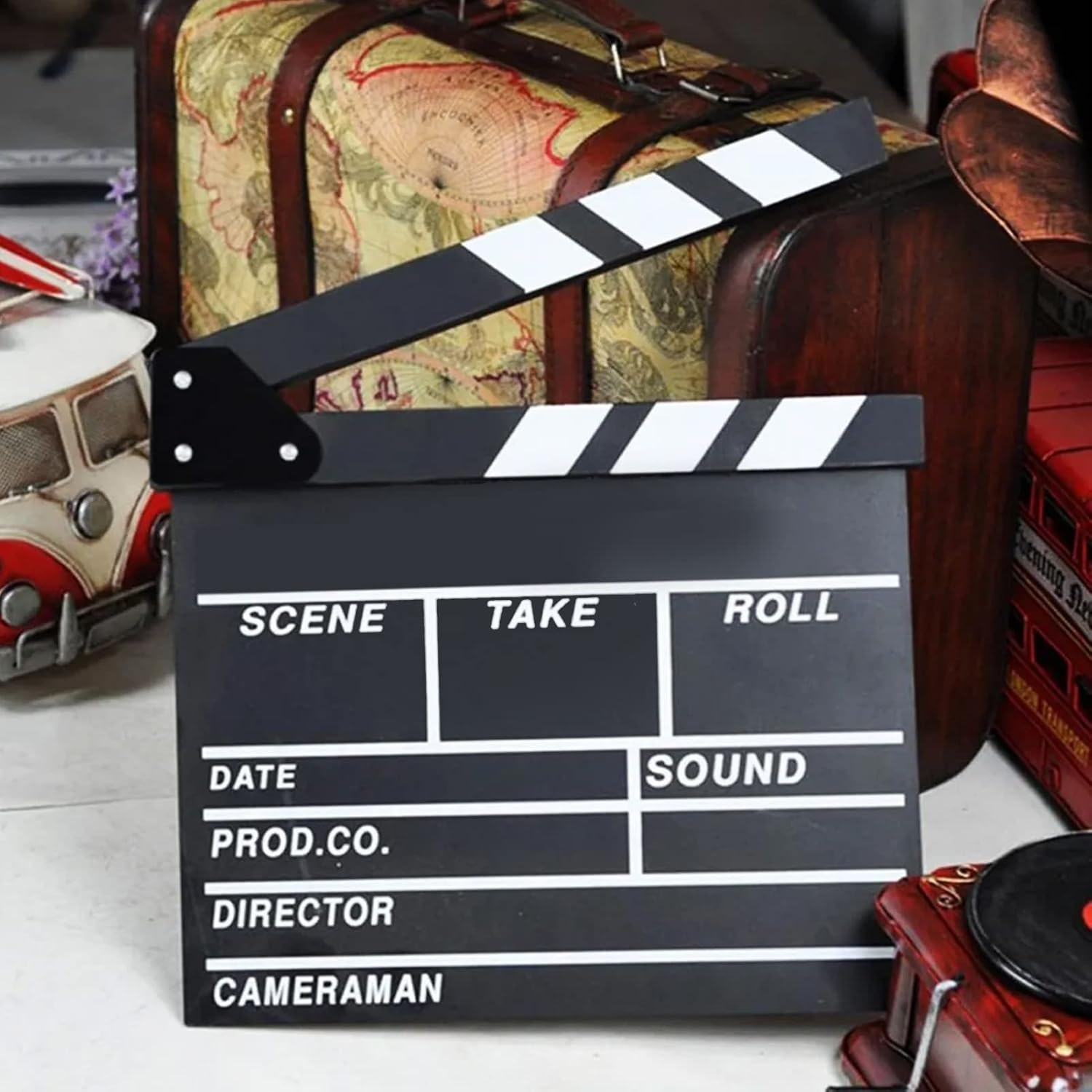 Movie Film Clap Board, Black Wooden Clapper Board for Director, Wood Material, 20 X 20Cm image number 1