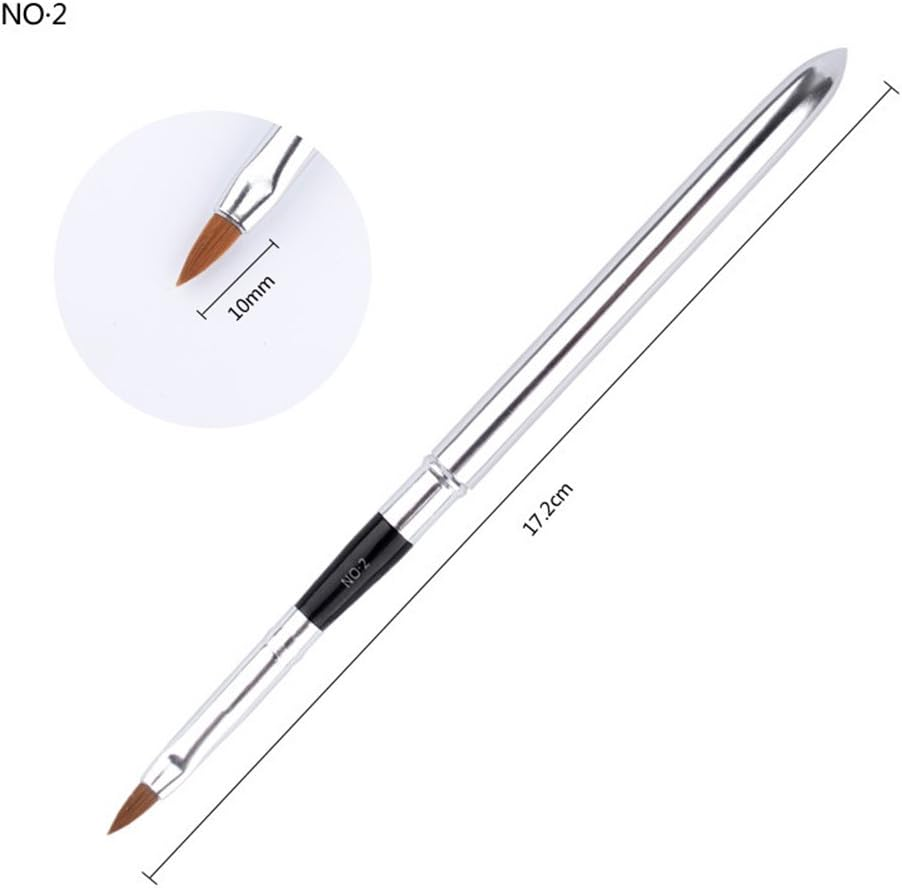 WOKOTO 6Pcs/Set Nail Brushes Silver Metal Handle Nail Art Builder Crystal Carve Brush Design for 3D Pattern Design Nail Art Brushes Detachable Set image number 1