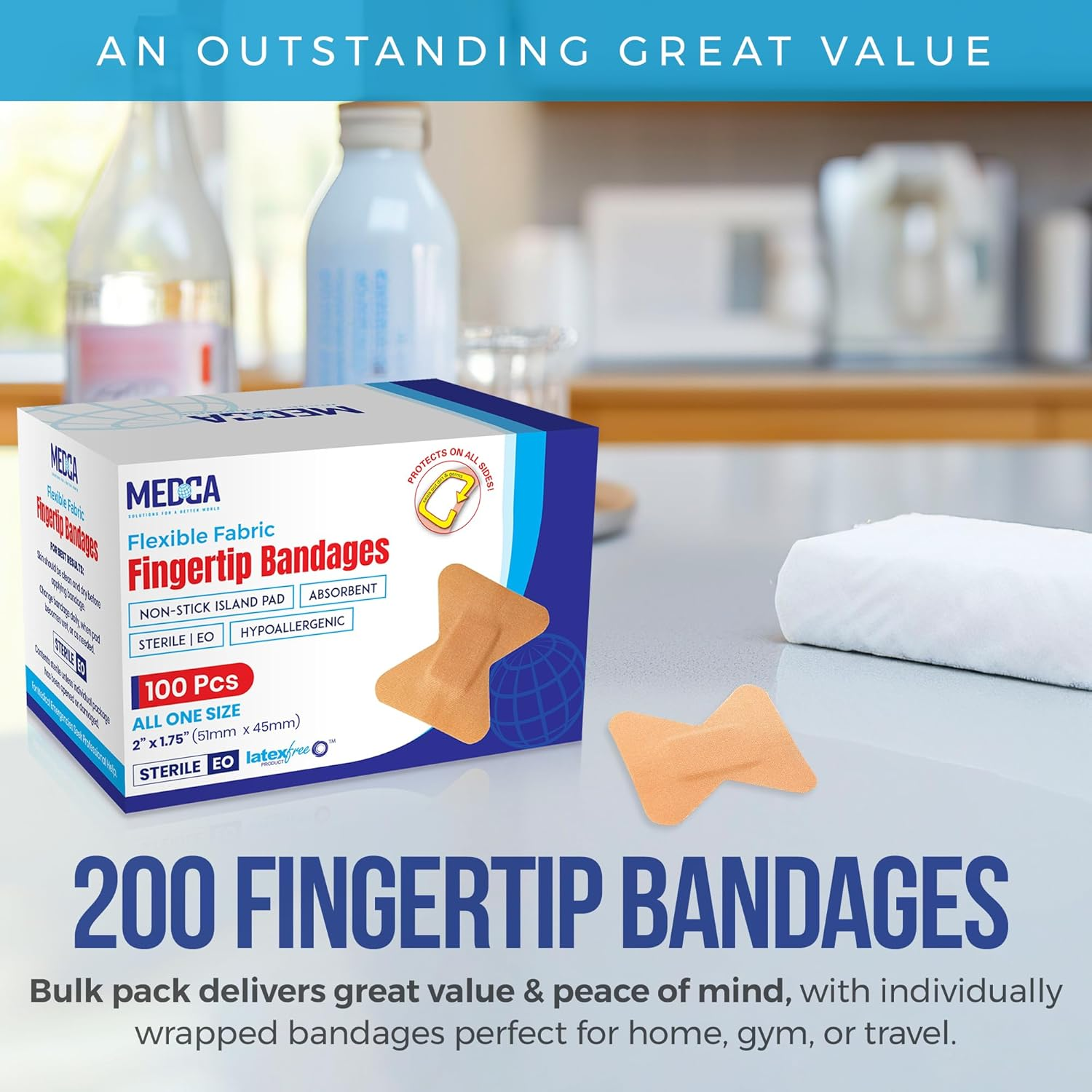 Flexible Fabric Bandages - Flex Fabric Adhesive Bandages Finger-Tip Bandages for Finger Care and to Protect Wounds from Infection - (200 Count) image number 4