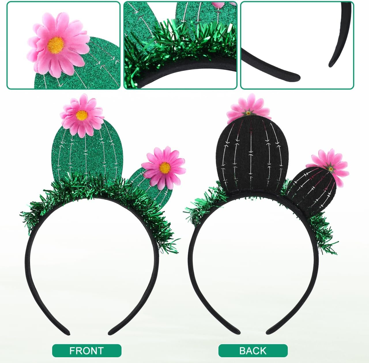 FOMIYES Pack of 2 Headbands, Cactus Bands, Festival Outfit, Headbands for Women, Hair Clips, Hair Charm, Qridor Headwear, Festival Hair Band, Greetings, Green