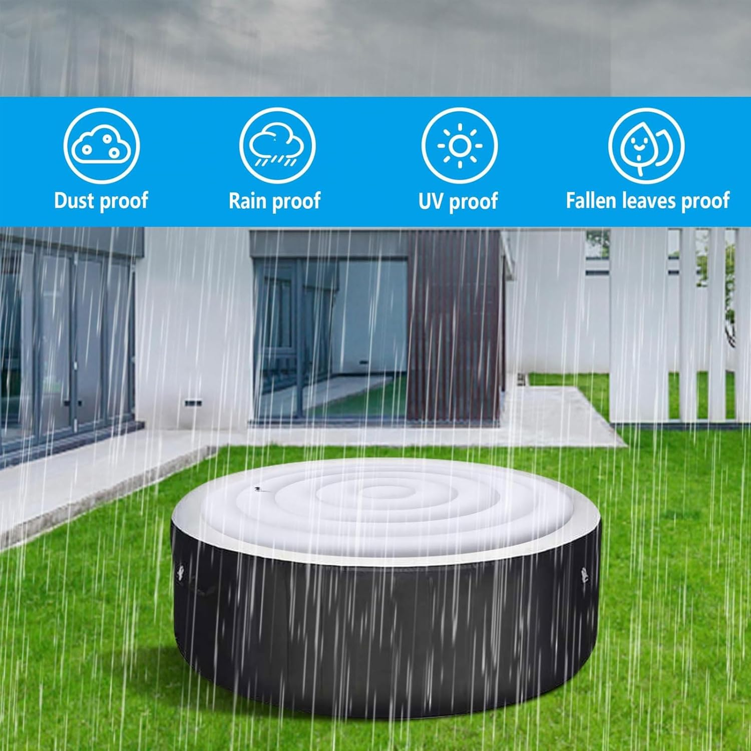 Inflatable Spa Cover, 4.5Ft Inflatable Hot Tub Cover PVC Round, Universal Rapid Inflation Insulated Hot Tub Lid, round Insulated Hot Tub Lid Dust Proof Thermal Insulation for Hot Tub image number 1