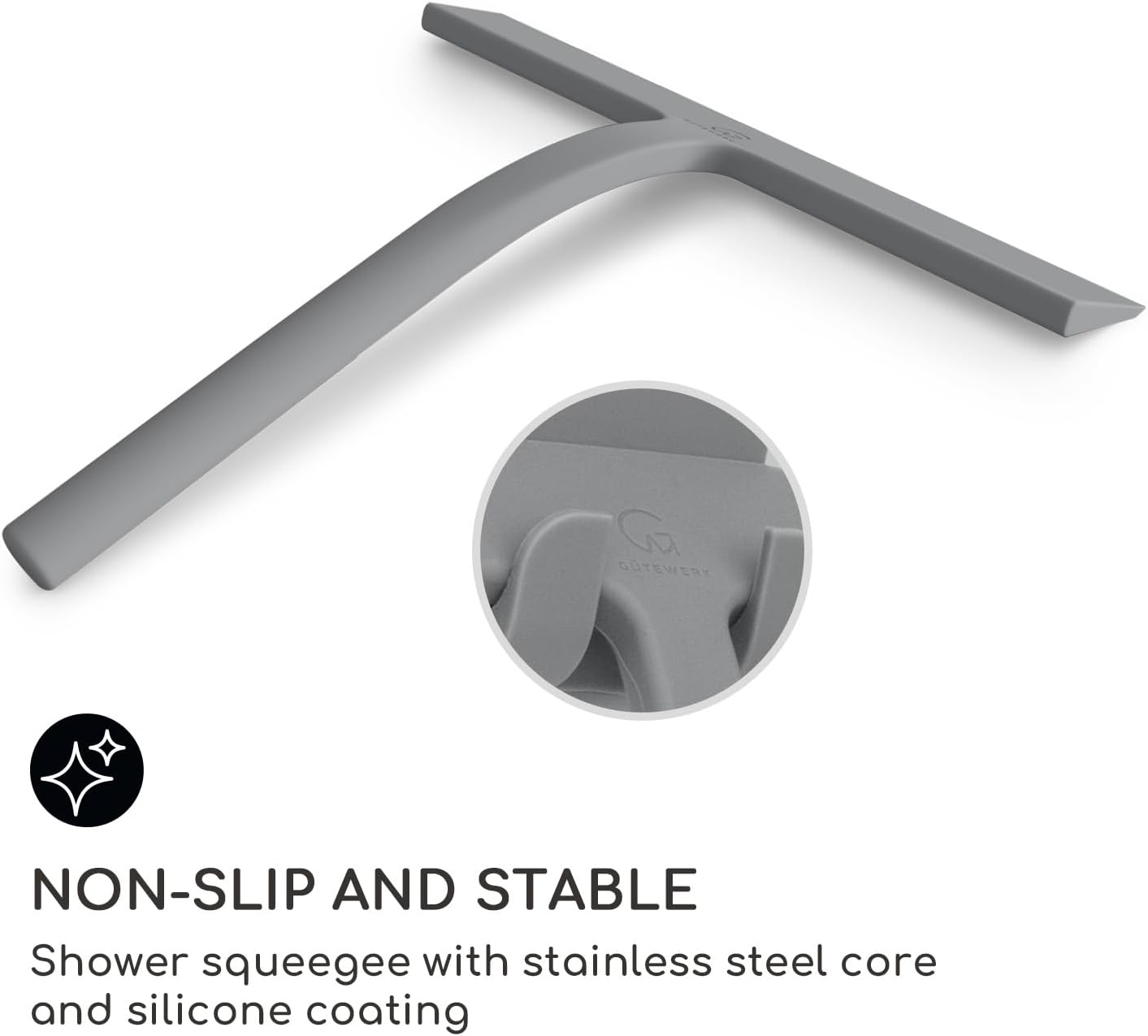 G&Uuml;TEWERK Shower Squeegee for Glass Doors and Windows - 9 Inch Grey Rubber Blade for Cleaning image number 2