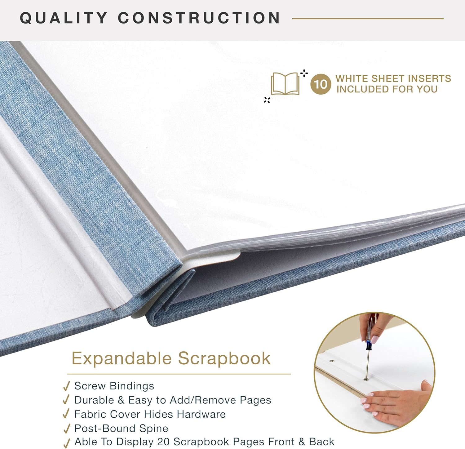 12X12 Fabric Scrapbook, Blue Fog image number 7