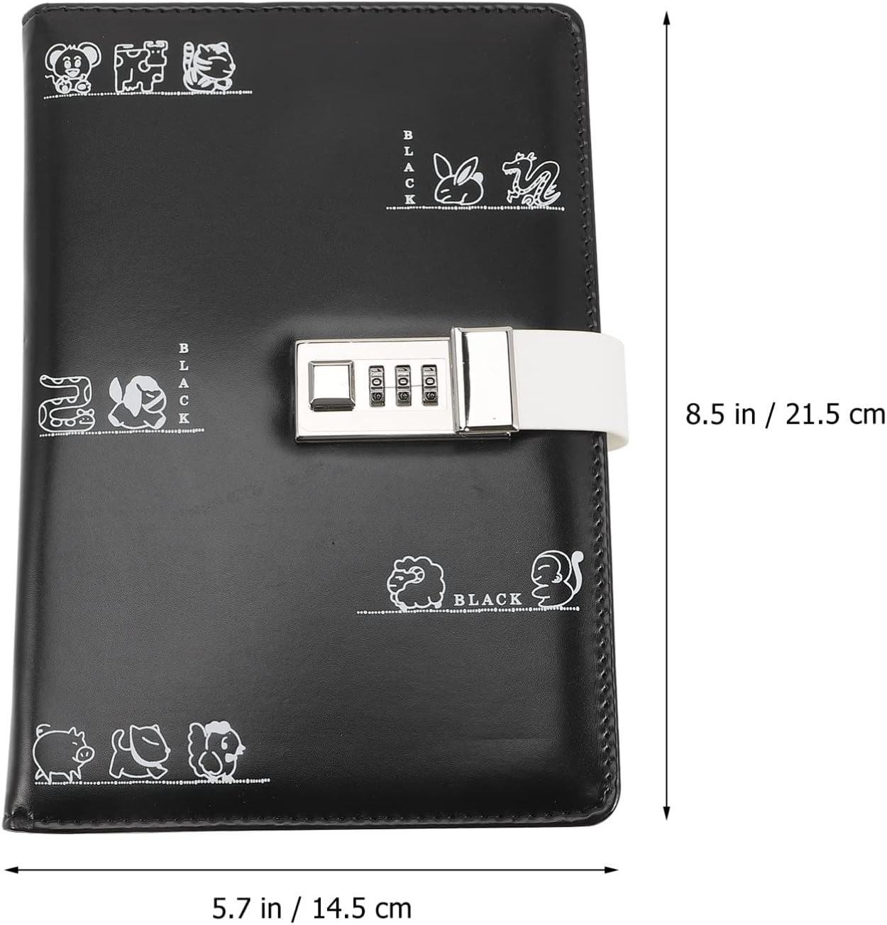 NUOBESTY Lockable Journal Diary with Lock Black Password Book with Code Lock Protection Pu Notebook for Students Adults 21.5Cm image number 2