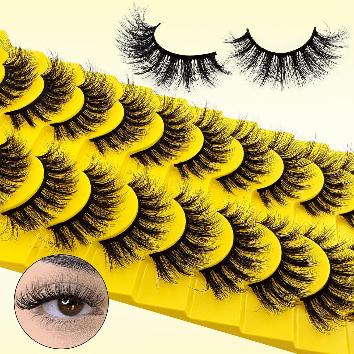 10 Pairs of 3D Artificial Eyelashes, Cat Eye False Eyelashes, Natural Look, Curly Cat Eye Lashes, False Eyelashes with Natural Wispy Volume, Cat'S Eye Eyelashes (10Y-Z9X) image number 3