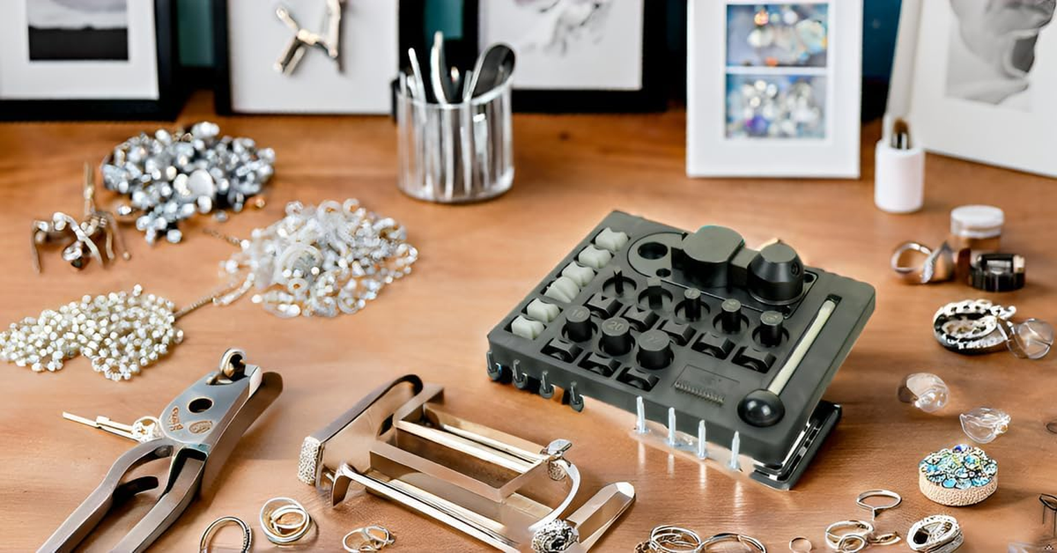 PTKTLAM Ring Bending Tool,With Nylon Dies Jewelry Tools Ring Maker Tool Ring Sizer Measuring Tool Ring Mandrel Ring Sizer Guage Ring Sizer Belt,Multi-Functional Ring Earring Bending Tool image number 1