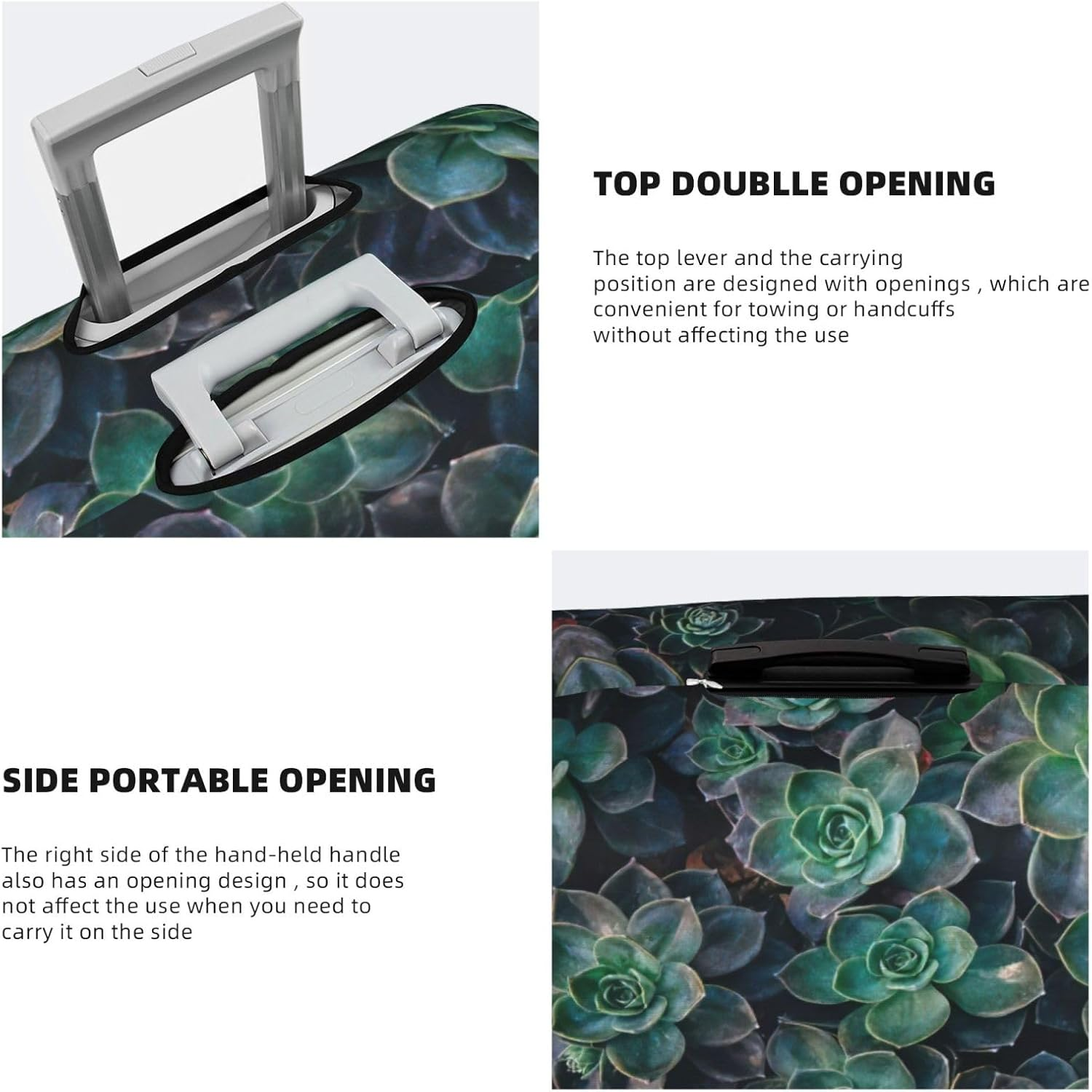 Odddot Succulent Plants Print Travel Luggage Cover,Suitcase Protector Cover, Washable Baggage Covers,For 18-32 Inch Luggage, Succulent Plants, Small image number 2