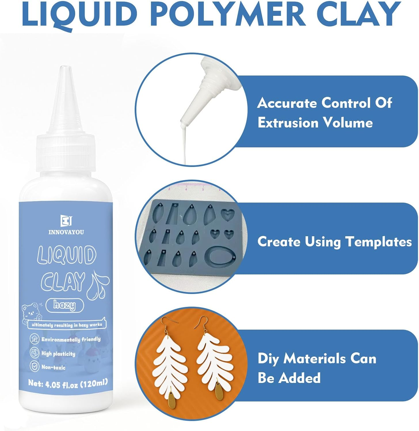 INNOVAYOU Liquid Polymer Clay 120Ml, Hazy & Flexible, Perfect for DIY Decorations, Jewelry, Toys & Household Items, Ideal for All Clay Artists image number 6