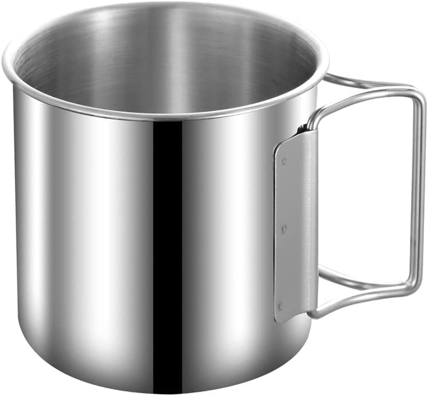 Pobowlgarls 4-Piece Outdoor Camping Mug Set, 304 Stainless Steel Mug Set with Foldable Handles for Camping, Hiking, Backpacking, Picnic image number 1