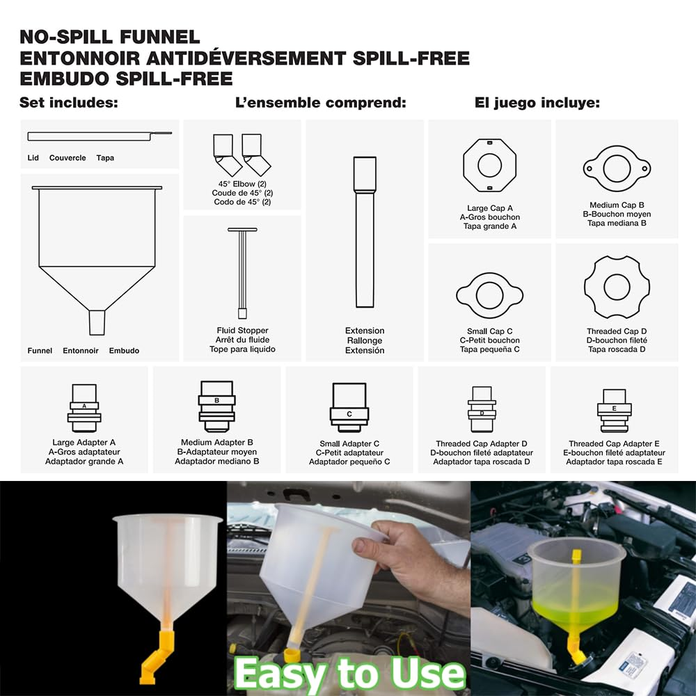 19PCS Spill-Free Radiator Coolant Funnel Kit,Professional Bleeder & Refill System for Cars & Trucks image number 3