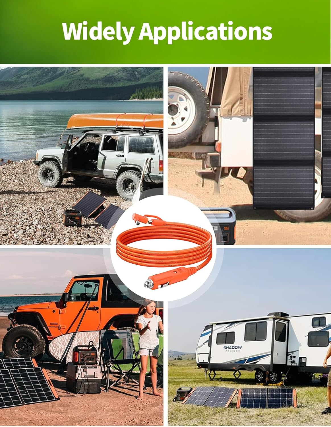 12V/24V Car Charger 14AWG, 6.6Ft 15A DC 8.0Mm Car Cigarette Lighter Charging Cable with DC7909 + DC8020 Plug Compatible with Jackery, Anker, GRECELL, GZ Yeti, Westinghouse Power Station image number 5