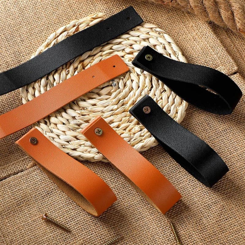 4Pcs Wezxrauo Leather Curtain Rod Holders, Bohemian Style Wall Hooks for Bathroom Bedroom Living Room, Decorative Curtain Tiebacks with Rustic Hardware image number 2