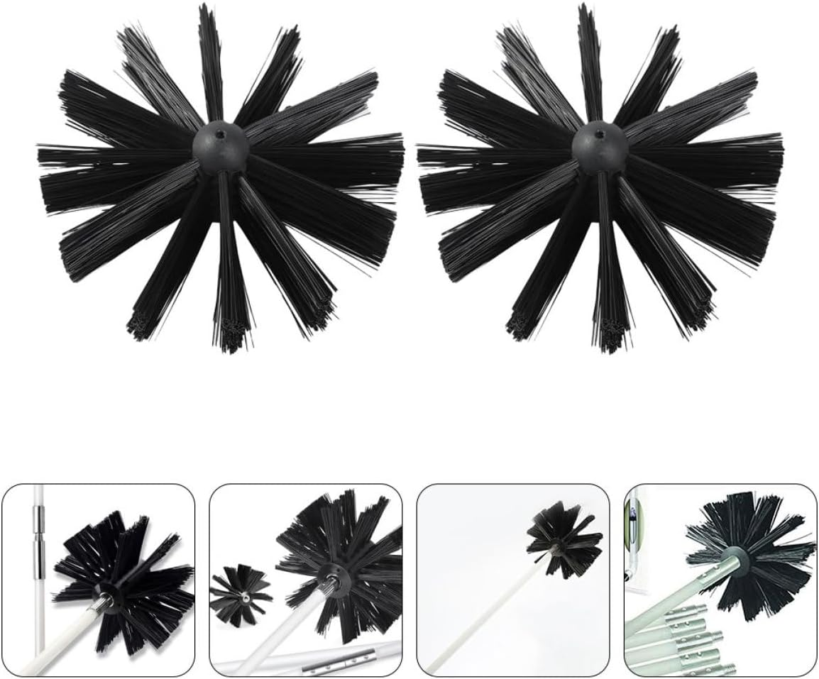 Tofficu 2Pcs Chimney Cleaning Brush Kit for Woodstove and Fireplace, 150Mm Flexible Sweeping Brushes for Flue and Dryer Duct Cleaning Accessories image number 1