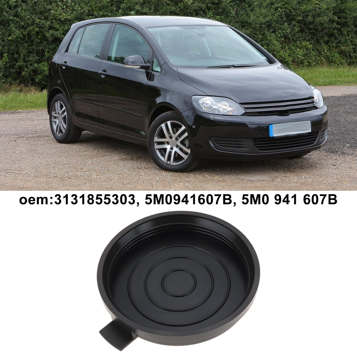Ecsing Car Headlight Cover Cap 3131855303 5M0941607B Compatible with Volkswagen Golf plus 2005-2013 Black image number 6