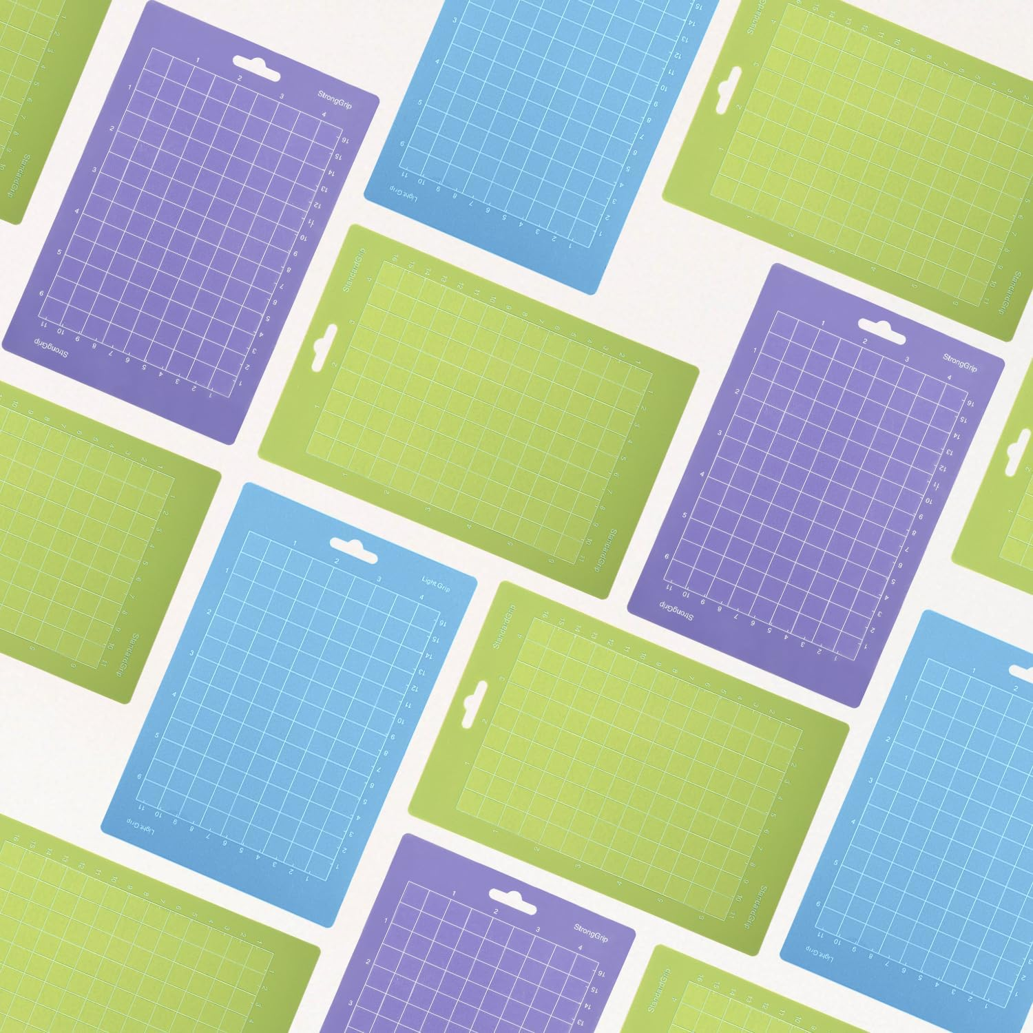 THANMAO 4.5" X 12" + 4.5" X 6.5"Cutting Mat，Blue Light Grip/Green Standard Grip/Purple Strong Grip, Adhesive Cutting Mats，Accessories for Cricut Joy（6 Pack） image number 5