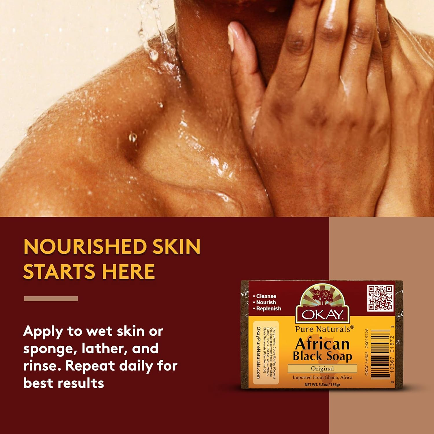 Okay African Soap, Black, 5.5 Ounce image number 3