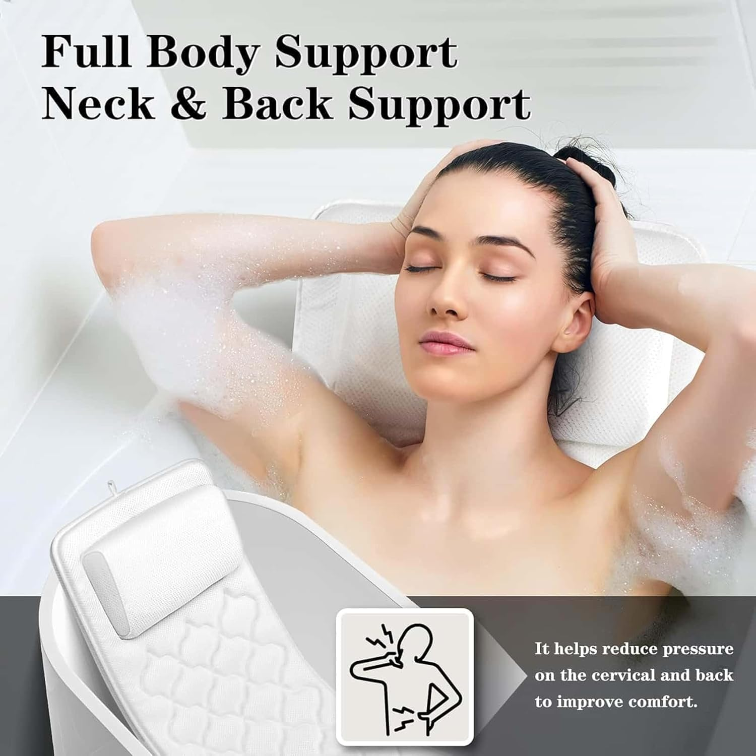 Full Body Bath Pillow with Laundry Bag, Waterproof Bath Pillows for Head and Neck and Back Bathtub Pillows Bath Neck Pillow Bath Cushion Luxury Bath Pillow Gifts Bath Accessories for Women