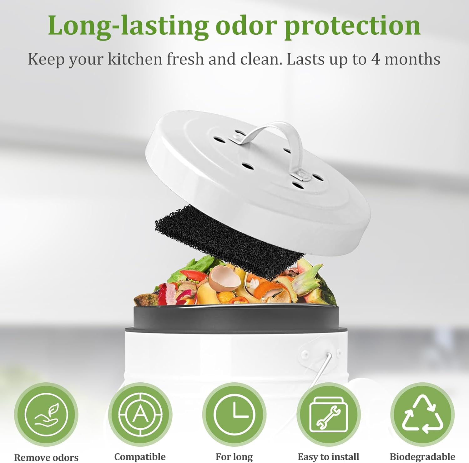 12Pcs Charcoal Filters for Kitchen Compost Bin 12Cm Square Activated Carbon Compost Bin Filters Efficient Replacement Compost Filters Compost Bin Kitchen Charcoal Filter 5Mm Thick image number 4