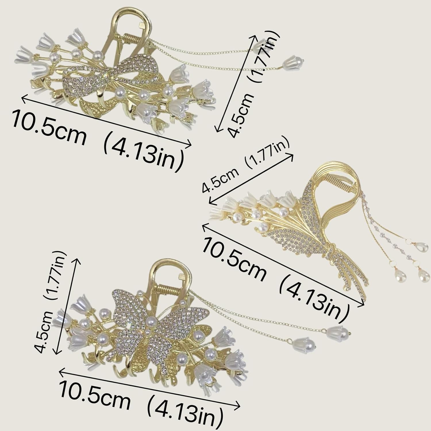 Ypkia Flower Hair Clip Gold Metal Butterfly Hair Clips Women'S Large Hair Claws Clips for Women Girls Thick Thin Hair Accessories (Pack of 3) image number 1